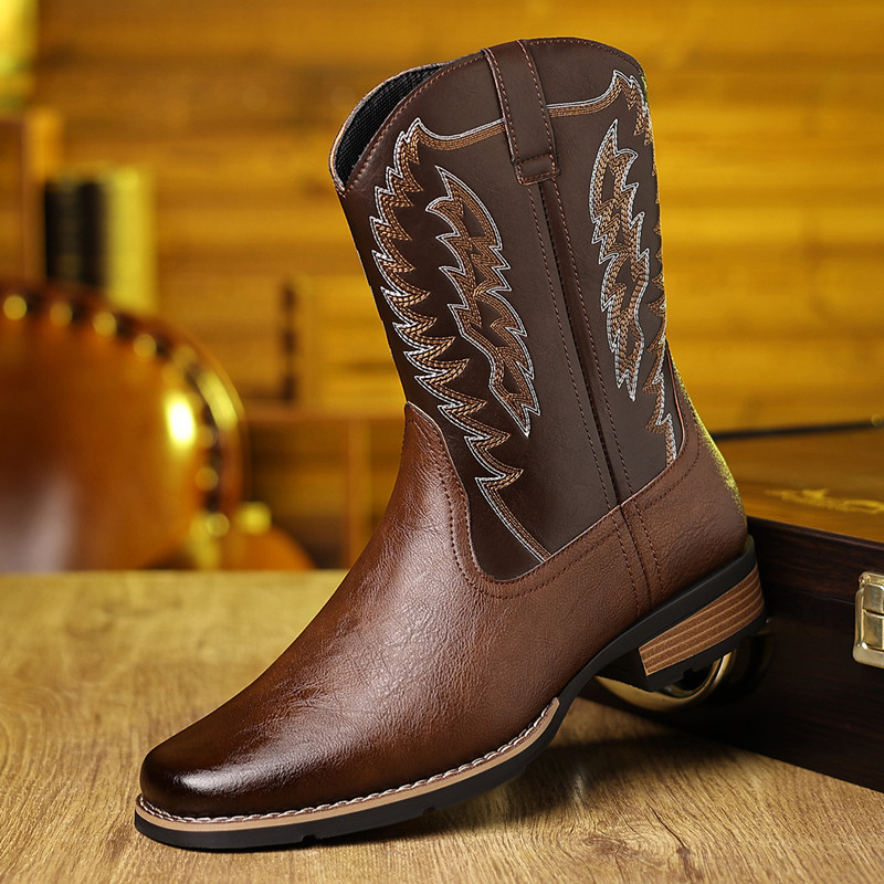 Embroidery Stitches - Men Embroidery Stitching Outdoor Retro Mid-calf