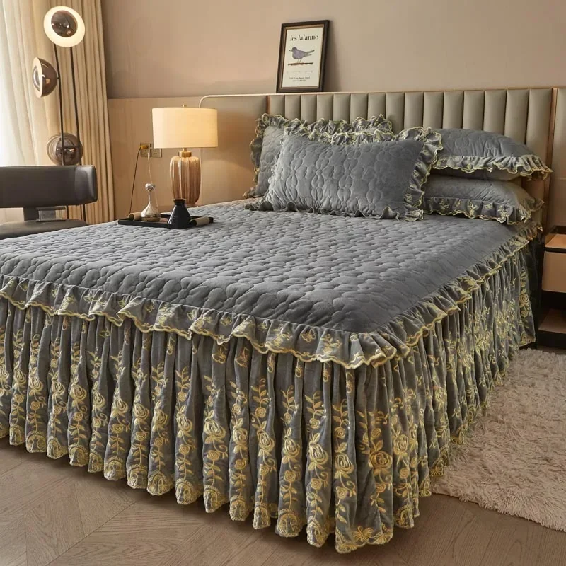 Embroidery Ai - AI WINSURE-Luxurious Velvet Bed Sheets Set