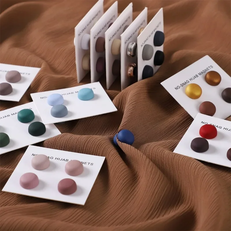 Embroidery Eyebrow - 4Pcs/Card Matte Magnet Hijab Pins Brooch