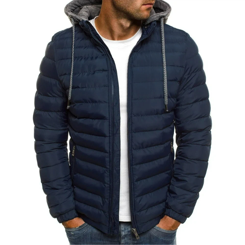 Embroidery Zip Up Hoodie - 2026 Men Cotton Pad Parka Coat