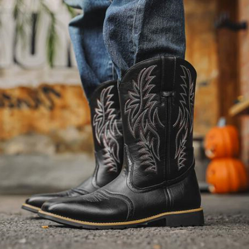 Embroidery Stitches - New Men High Boots Embroidery Retro