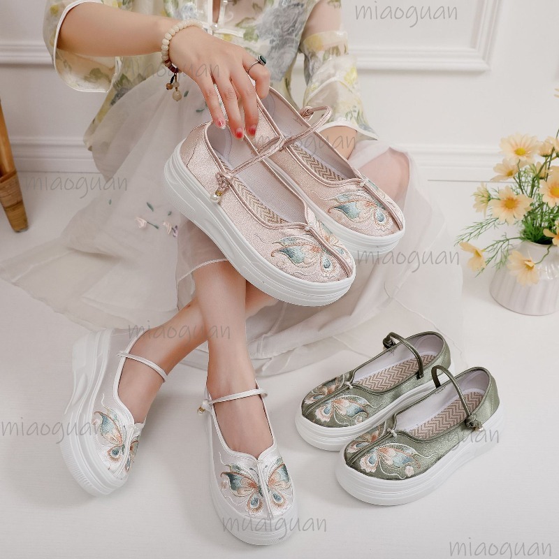 Embroidery Style - Women's Chinese Style Embroidered Platform Mary