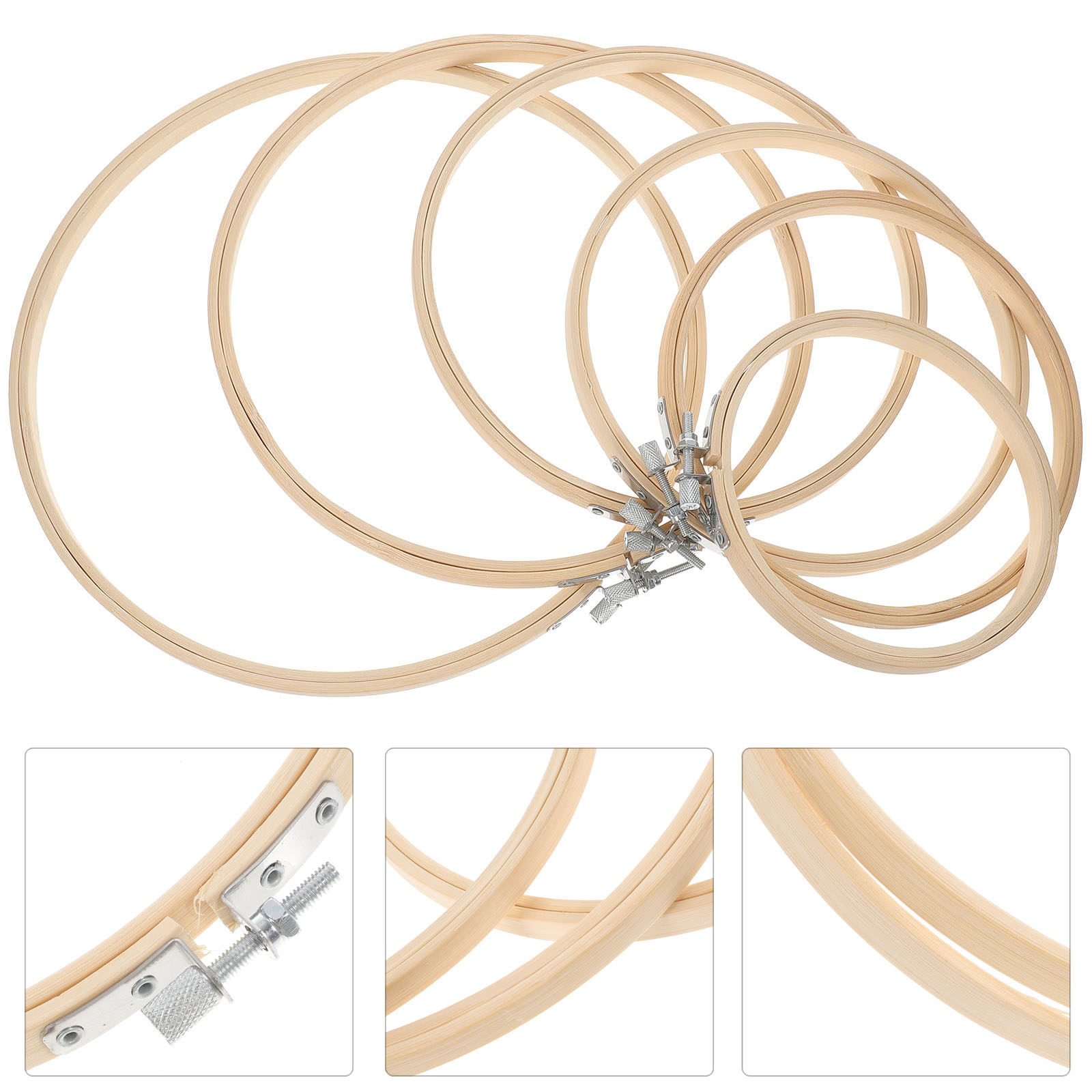 Embroidery Ring Sizes - 6Pcs Bamboo Embroidery Hoops Assorted Sizes