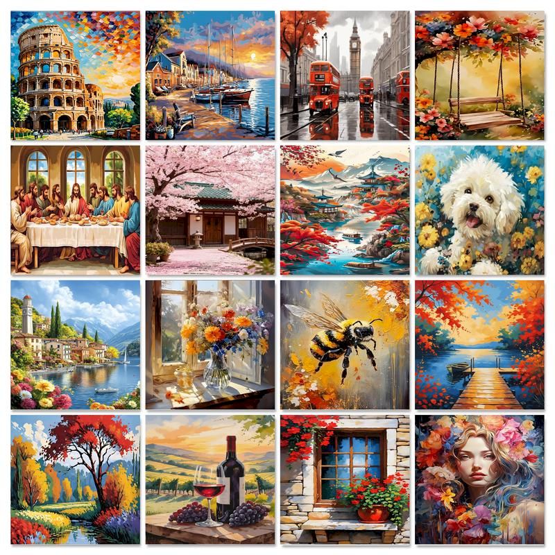 Embroidery Translate - CHENISTORY Painting By Number House Scenery