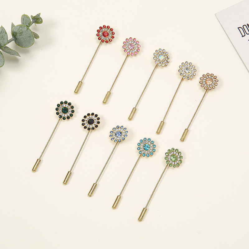 Embroidery Eyebrow - Double-Layered Flower Diamond One-Word Brooch Pins