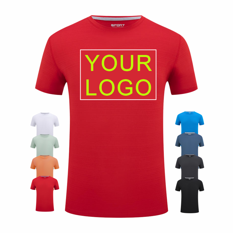 Embroidery Men Shirt - LOGO Customized Round Neck Short Sleeve