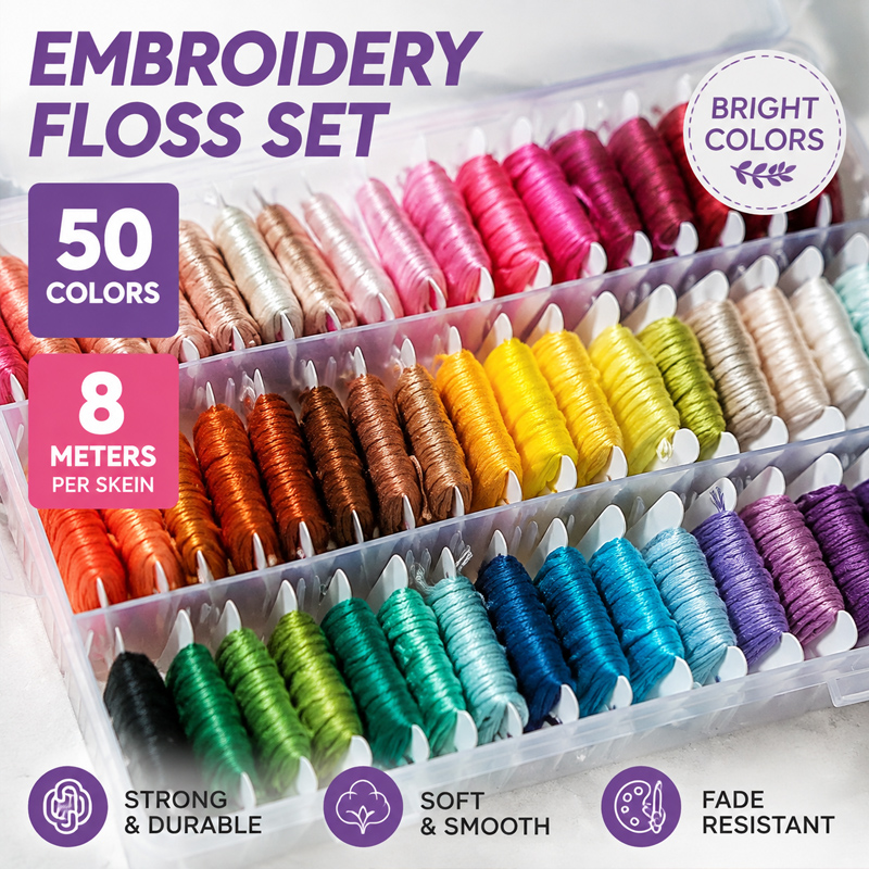 Embroidery Kit - 100% Cotton Embroidery Thread Kit with