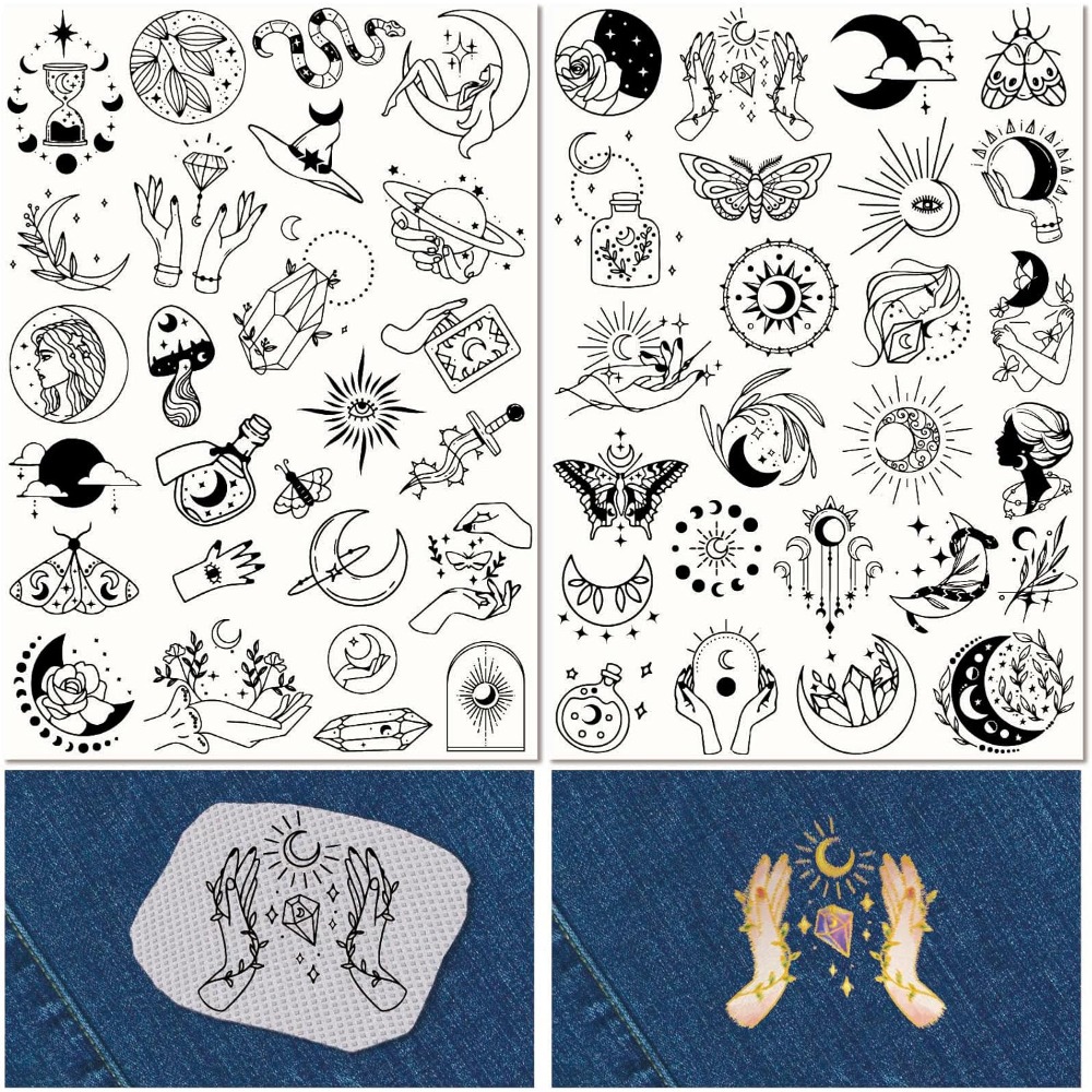 Embroidery Water - 51Pcs Boho Moon Sun Water Soluble