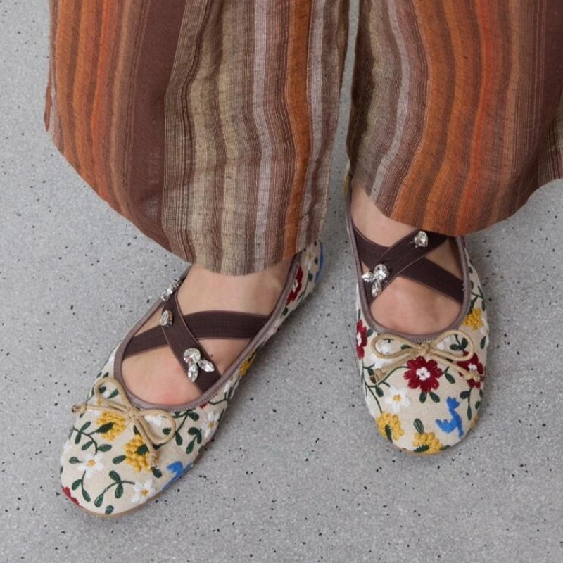 Embroidery Flower Ballet Flats - Embroidery Shoes 评论和价格