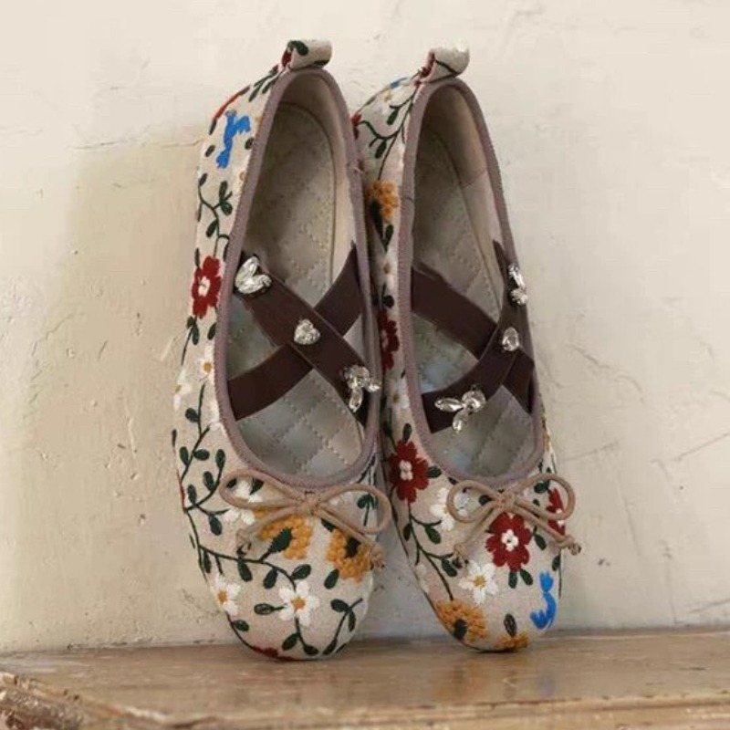 Embroidery Flower Ballet Flats - Embroidery Shoes 评论和价格