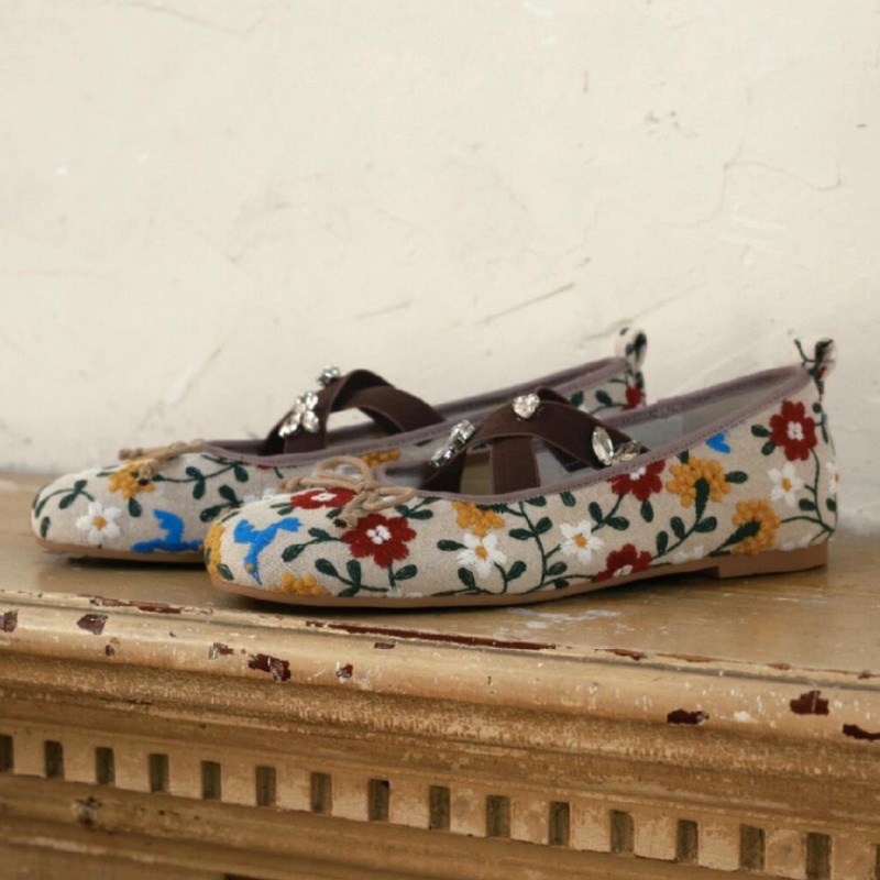 Embroidery Flower Ballet Flats - Embroidery Shoes 评论和价格