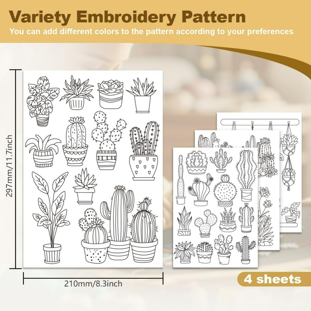 30Pcs Bonsai Cactus Embroidery - Water Soluble Stabilizer 评论和价格