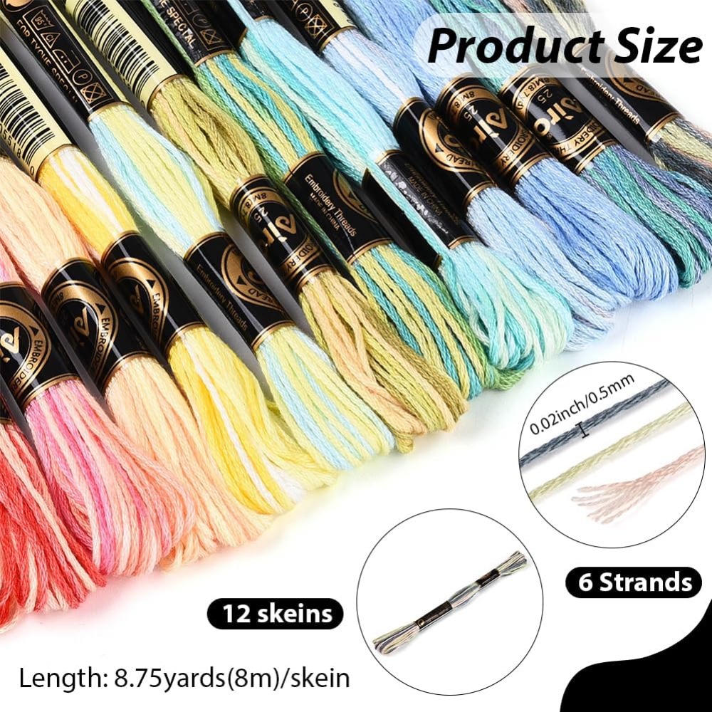 12 Skeins 105 Yards 6 Ply Vari - Embroidery Stitches 评论和价格