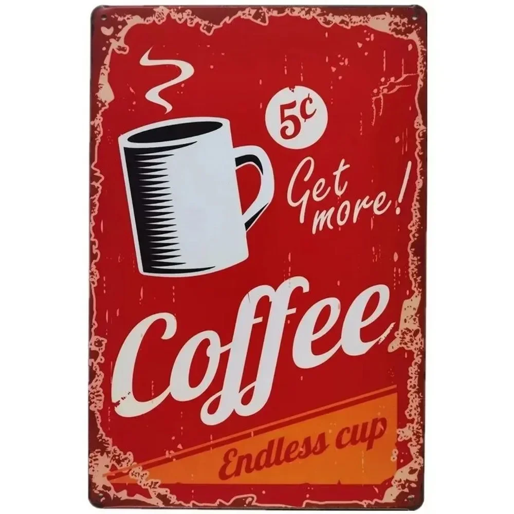 Plaque Metal Signs Drink Coffe - Embroidery Water 评论和价格