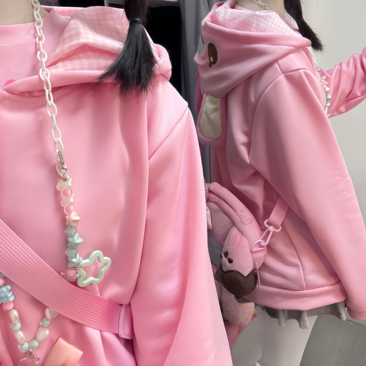 Japanese Cartoon Mp Embroidery - Embroidery Zip Up Hoodie 评论和价格