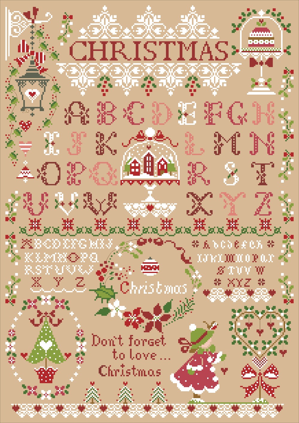 Christmas girl cross stitch ki - Embroidery Xmas Designs 评论和价格