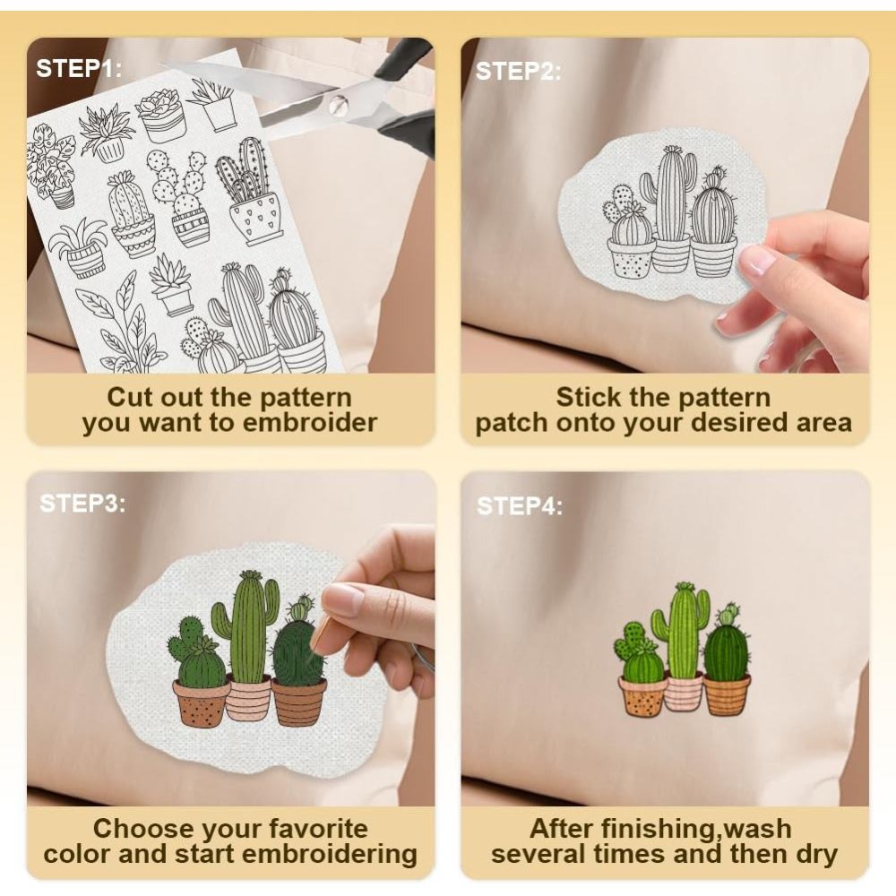 30Pcs Bonsai Cactus Embroidery - Water Soluble Stabilizer 评论和价格