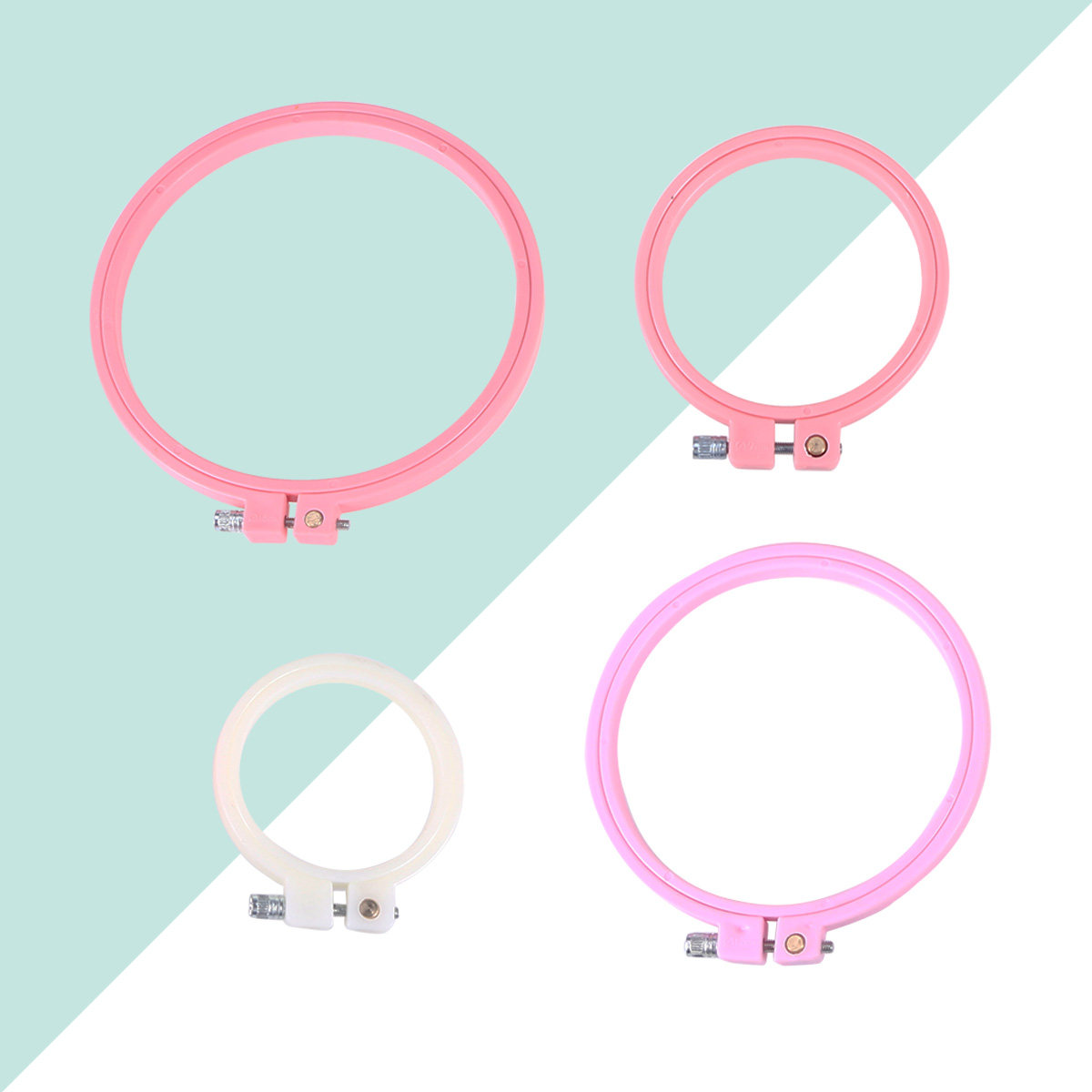 4Pcs Cross Stitch Hoops Adjust - Embroidery Ring Sizes 评论和价格