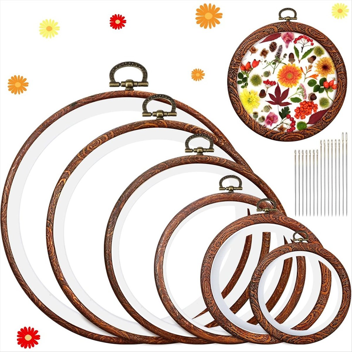 6 Size Imitated Wood Round Emb - Embroidery Ring Sizes 评论和价格