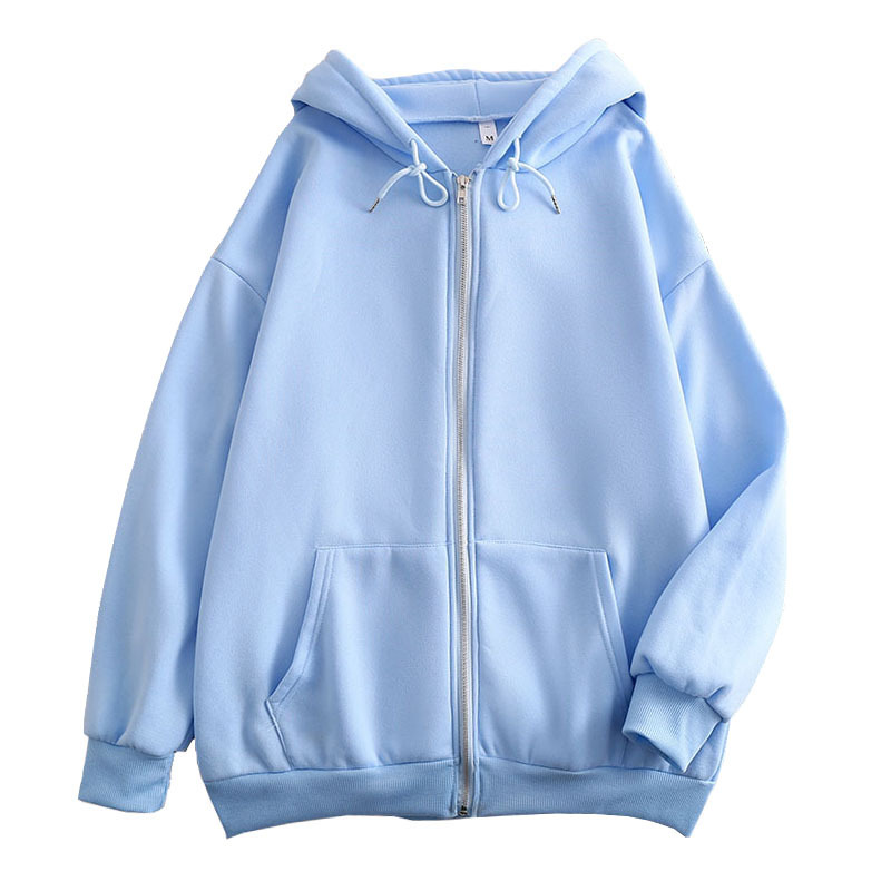 Spring and Autumn Zipper Solid - Embroidery Zip Up Hoodie 评论和价格