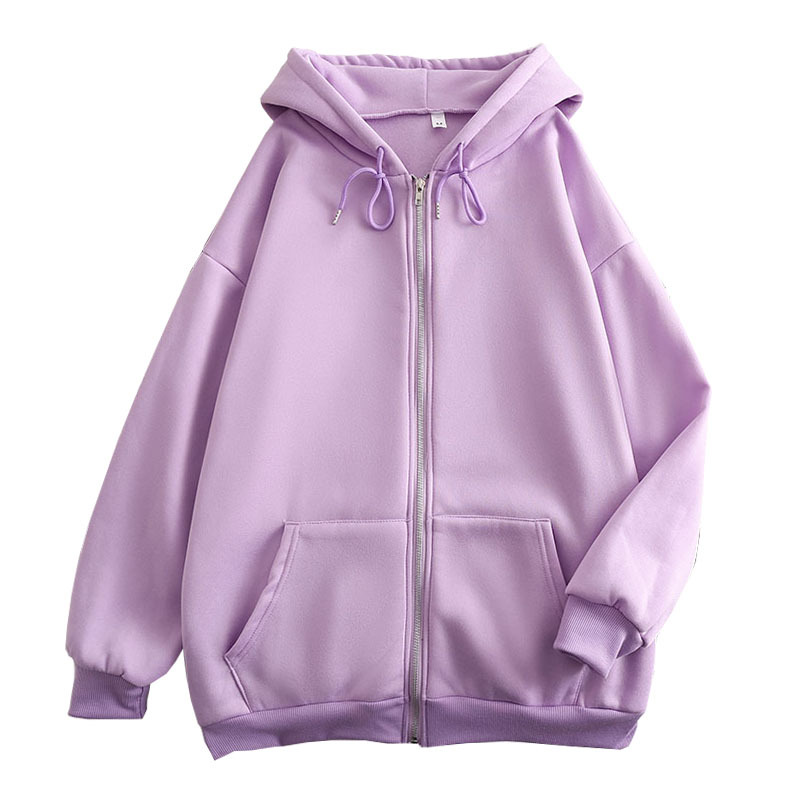 Spring and Autumn Zipper Solid - Embroidery Zip Up Hoodie 评论和价格