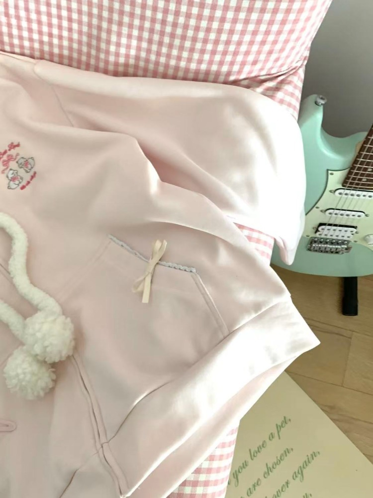 Autumn Kawaii Sweet Long Sleev - Embroidery Zip Up Hoodie 评论和价格