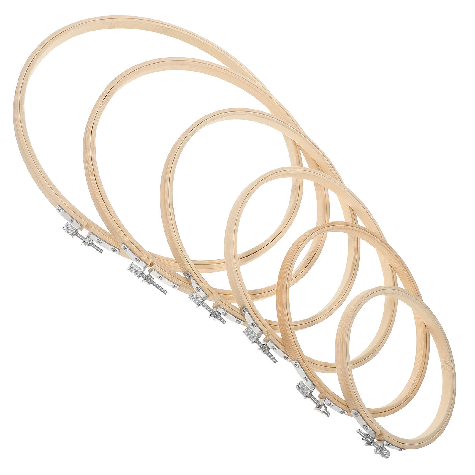 6Pcs Bamboo Embroidery Hoops A - Embroidery Ring Sizes 评论和价格