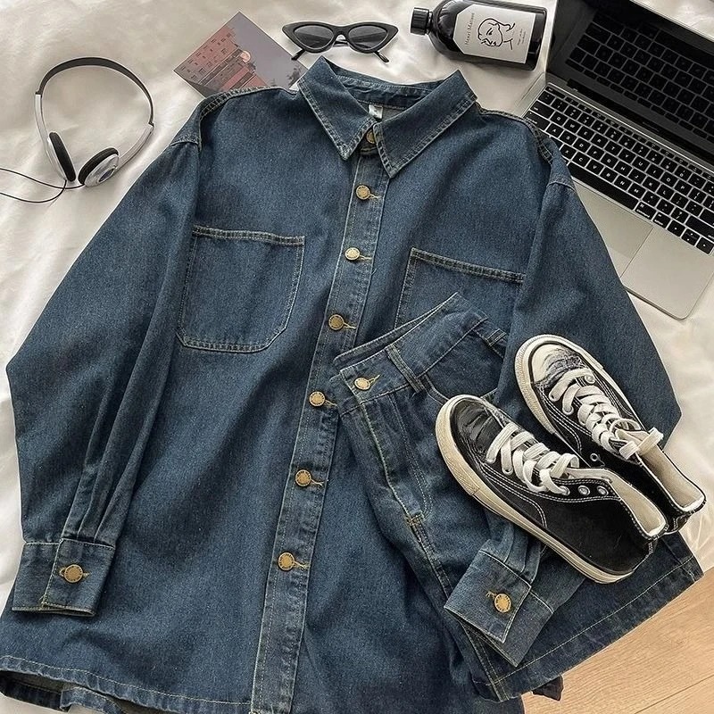 Y2K Denim Skirt Set: Vintage J - Embroidery Style 评论和价格