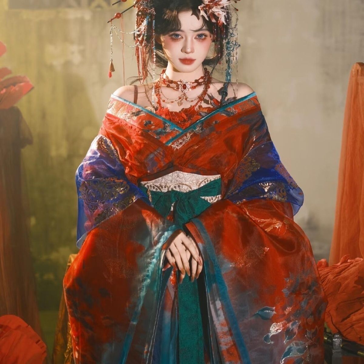 Black Blue Embroidery Hanfu Wo - Embroidery Kit 评论和价格