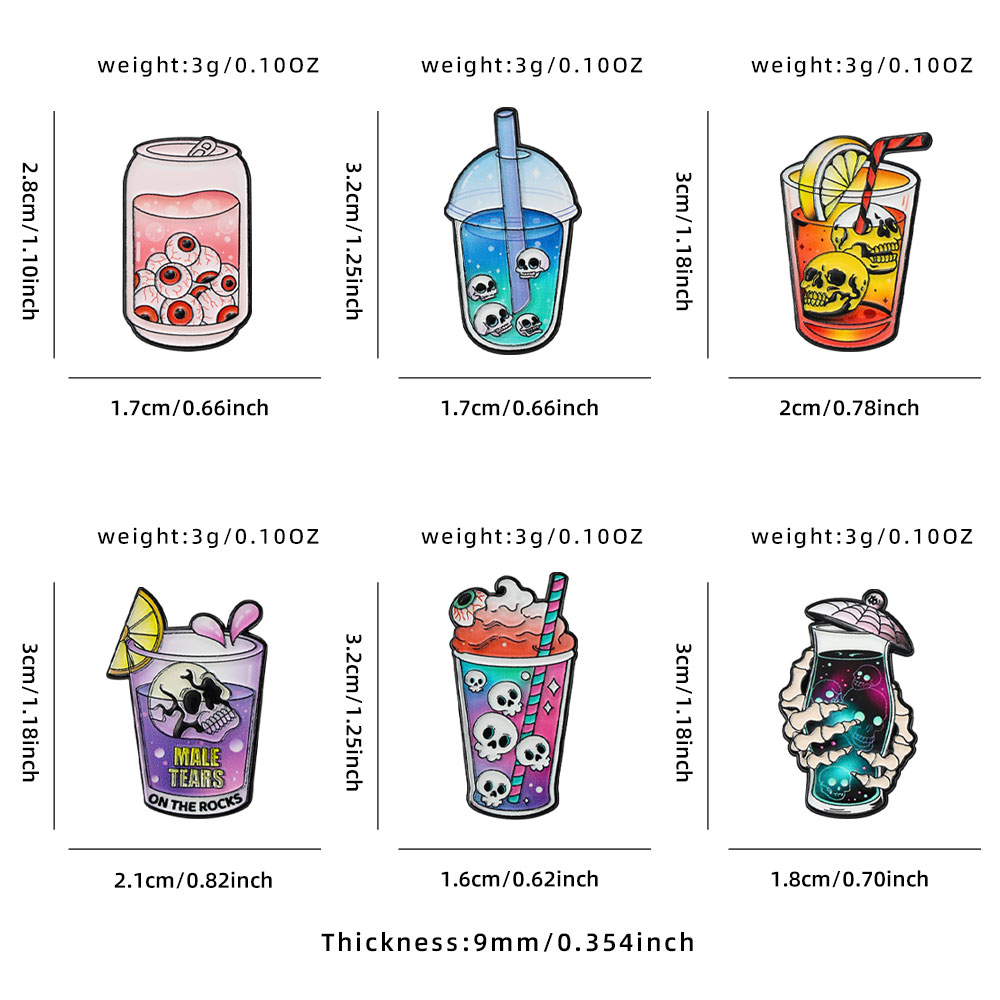 6pcs Cool Halloween Enamel Pin - Embroidery Illustration 评论和价格