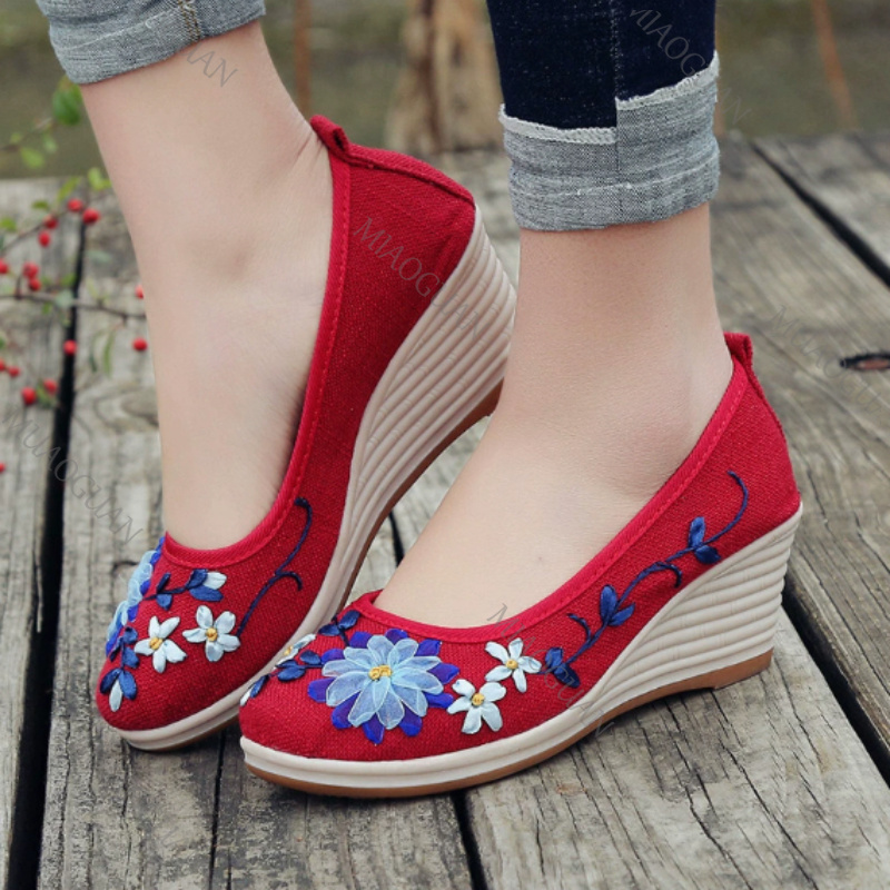 Embroidered Women Comfort Wedg - Embroidery Shoes 评论和价格