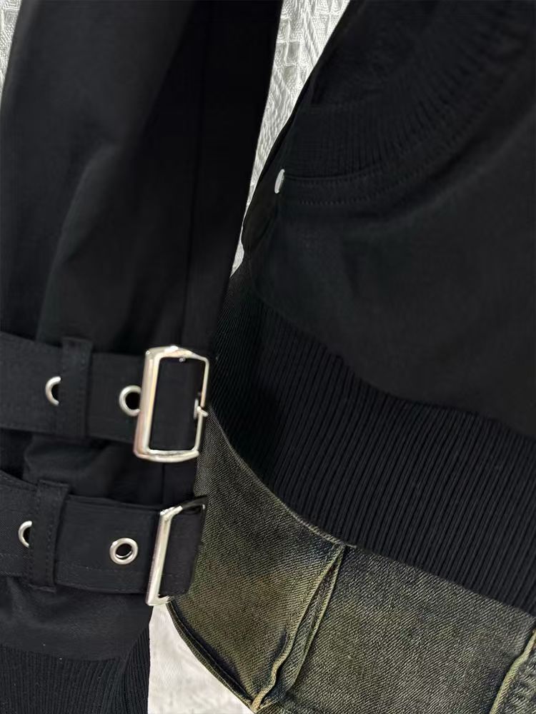 Y2K Gothic Black Slim Double Z - Embroidery Zip Up Hoodie 评论和价格