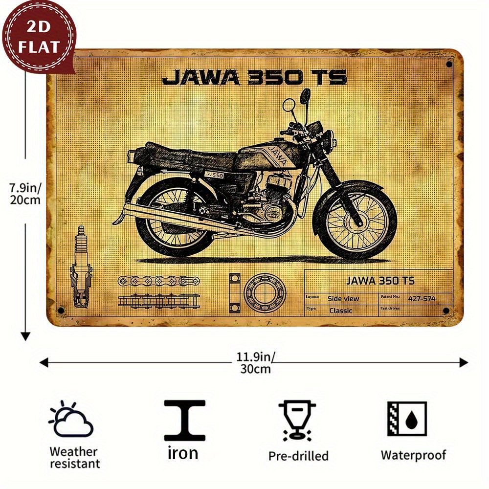 Vintage Jawa 350 TS Motorcycle - Embroidery Water 评论和价格