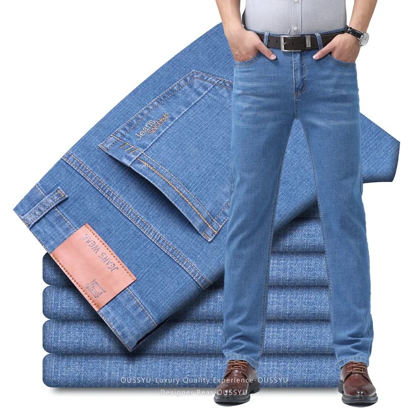 Summer Thin Men's Denim Jeans  - Embroidery Workshop 评论和价格