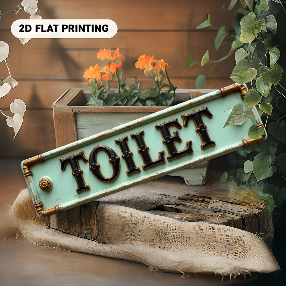 2D Flat, Vintage Toilet Sign - - Embroidery Water 评论和价格