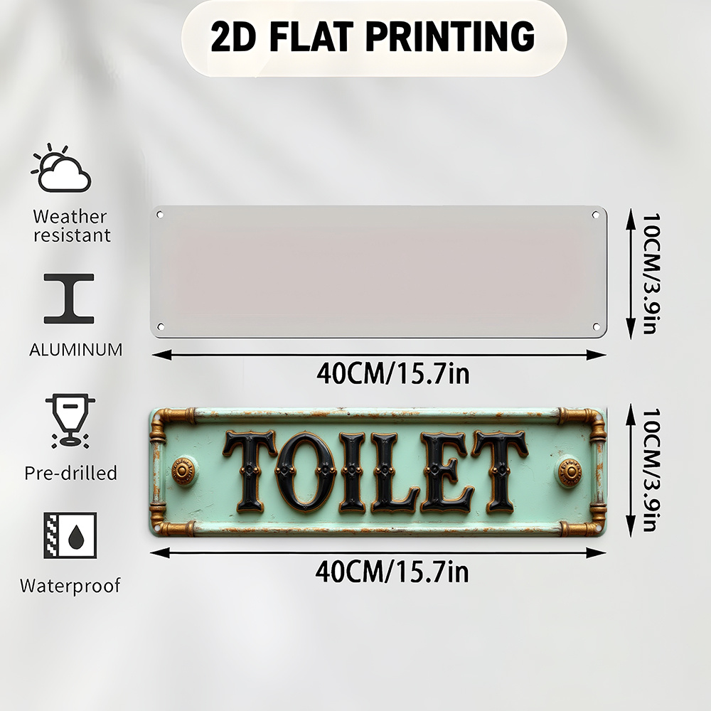 2D Flat, Vintage Toilet Sign - - Embroidery Water 评论和价格