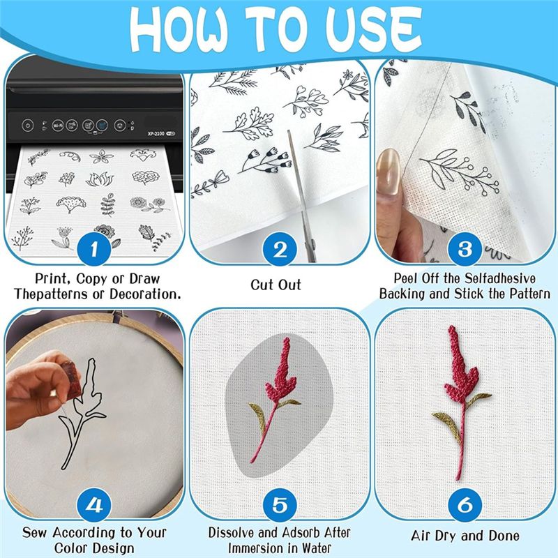 LIKE WISH 15PCS A4 Water-Solub - Water Soluble Stabilizer 评论和价格